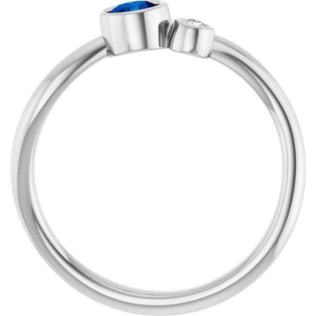 14K White 4 mm Lab-Grown Blue Sapphire & .03 CT Natural Diamond Ring